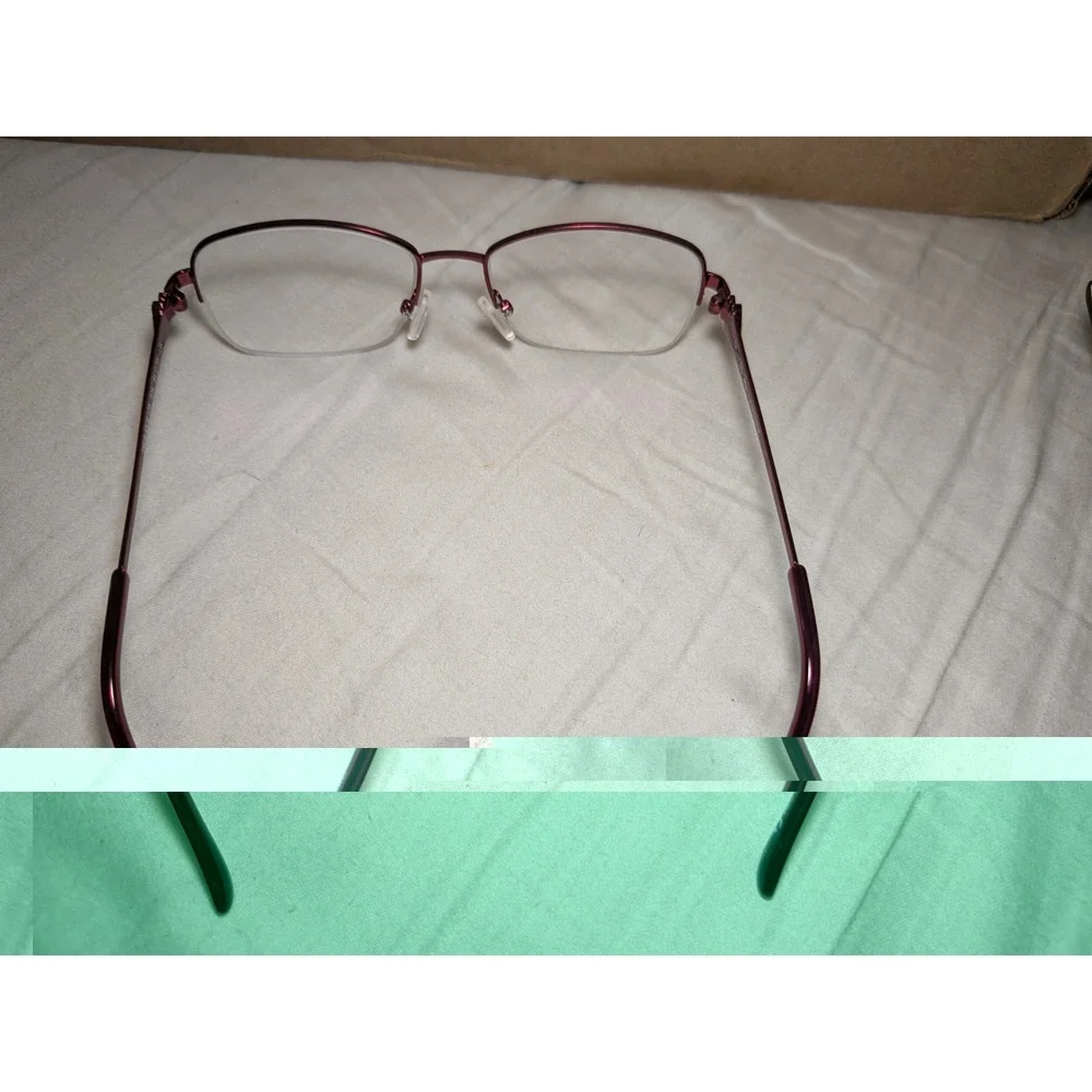 TRES JOLIE EYEGLASSES FRAME 173 614 RED BURGUNDY 51-17-135 HALF RIMLESS MS41